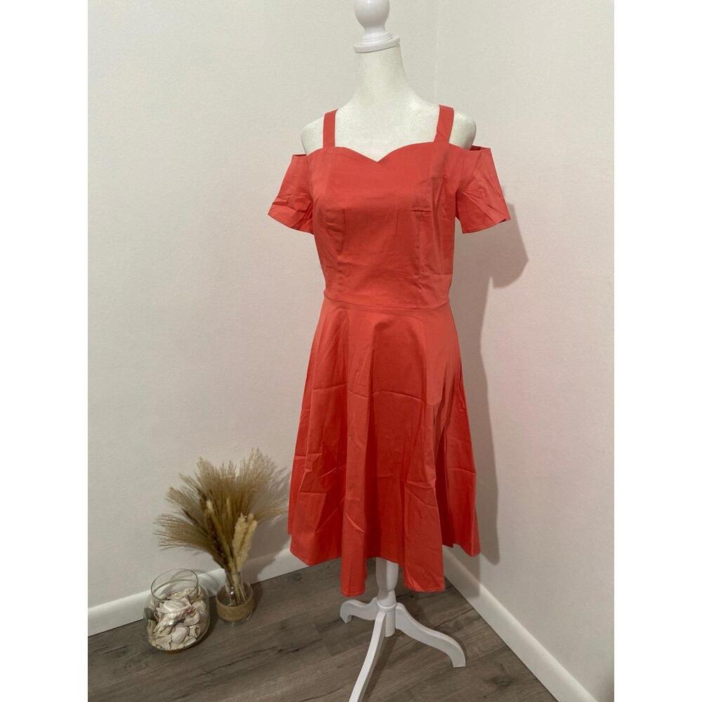 Coral Off-Shoulder Dress -Medium- New(0028)